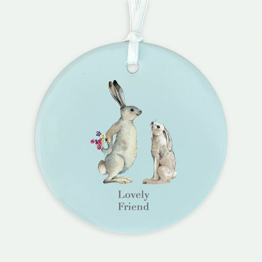 Hanging Ceramic Decoration - Hares Lovely Friend