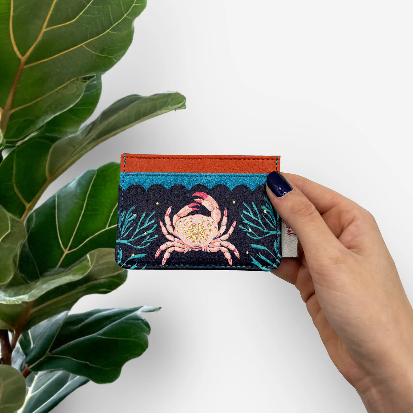 Coral Crab Card Holder