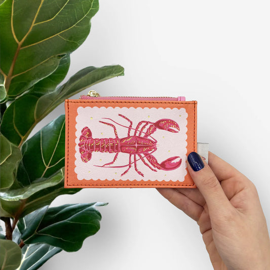 Coral Lobster Zip Purse