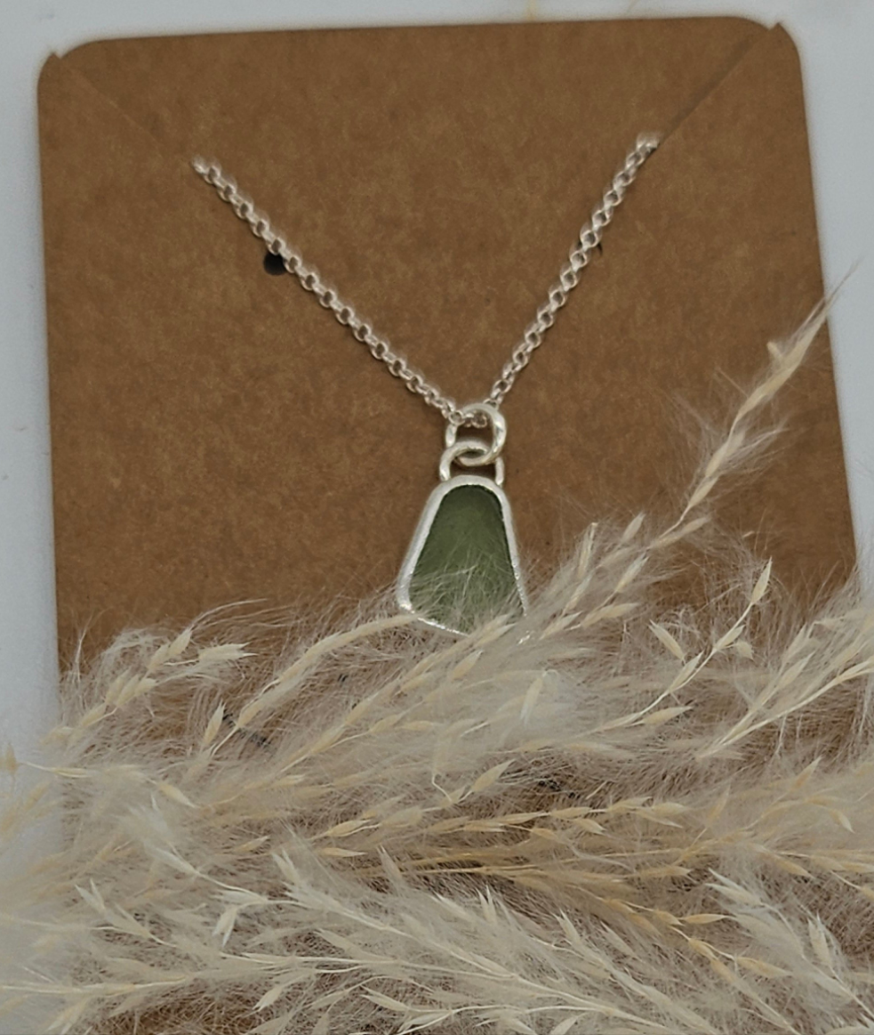 Beautiful sterling silver Sea Glass Necklace