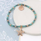 Aqua bead and rose gold starfish bracelet