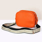 Orange Vegan Leather camera bag with golden strap