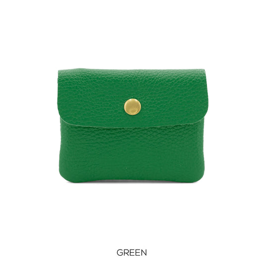 Leather Button Purse Green