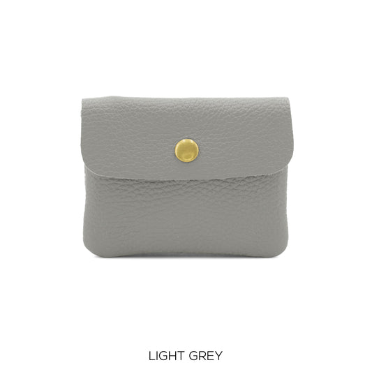 Leather Button Purse Light Grey