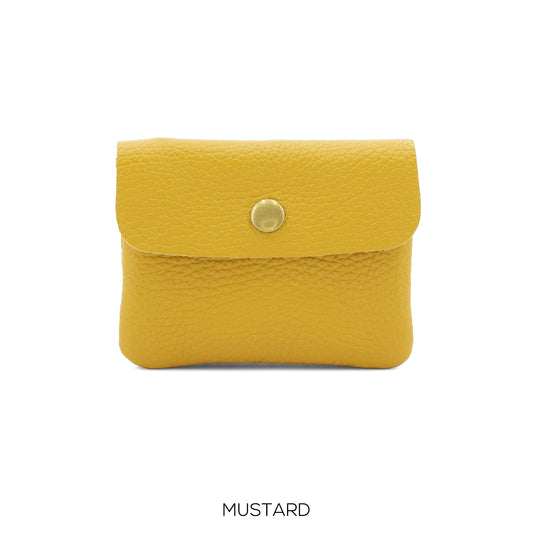 Leather Button Purse mustard