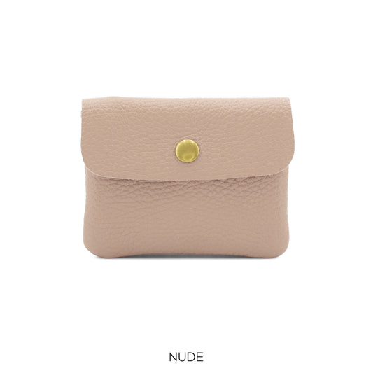 Leather Button Purse Nude