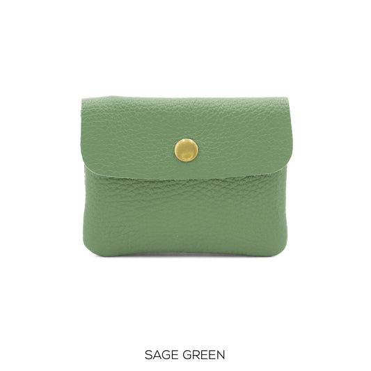 Leather Button Purse Sage Green
