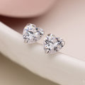 Sterling silver crystal heart stud earrings
