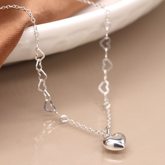 Sterling silver heart chain necklace