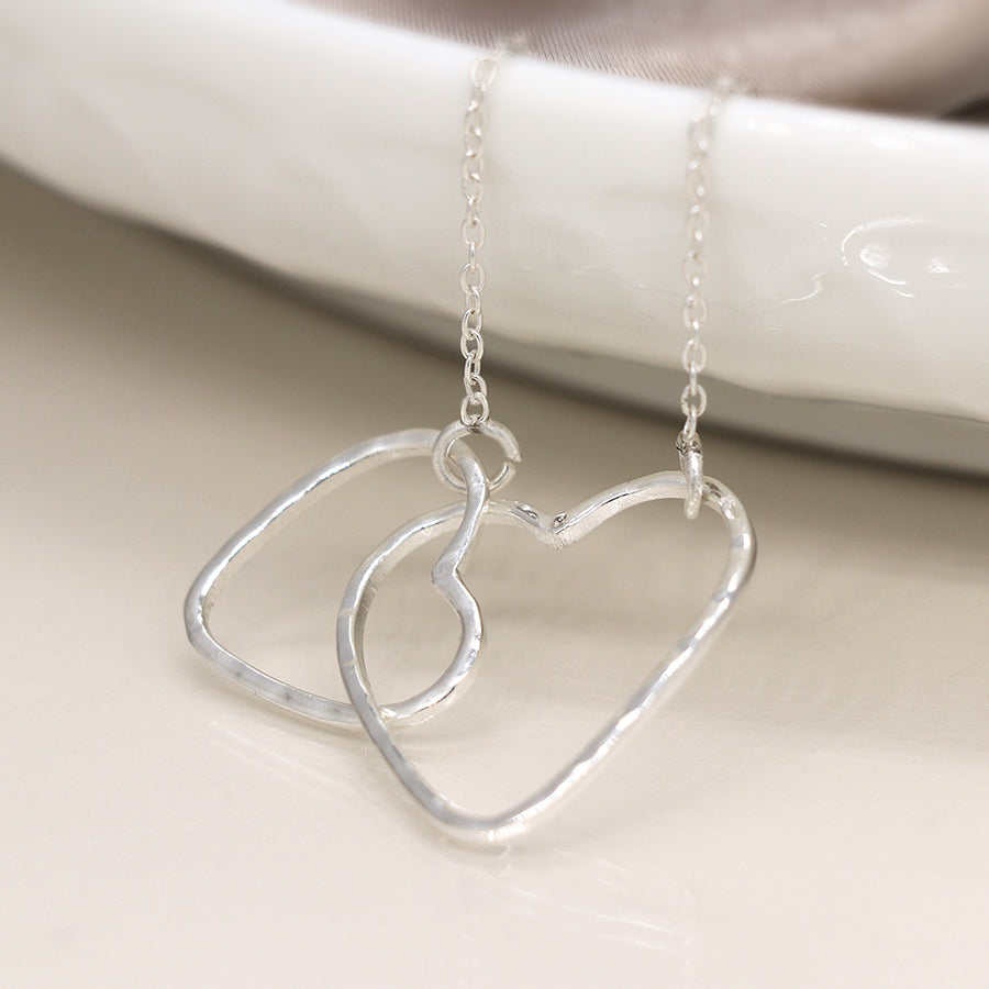 Sterling silver linked hearts necklace