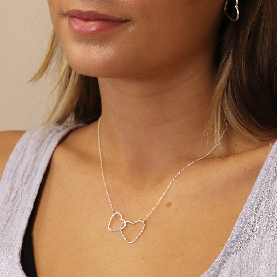 Sterling silver linked hearts necklace