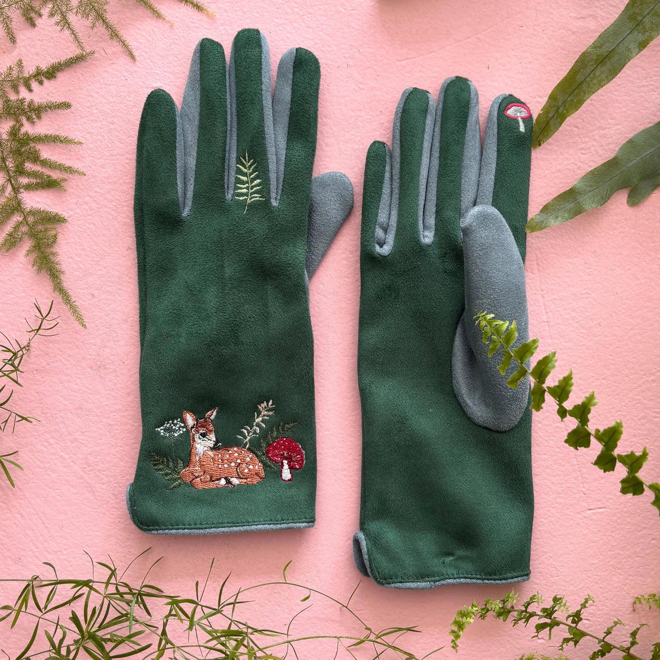 Secret Garden Embroidered Deer Gloves