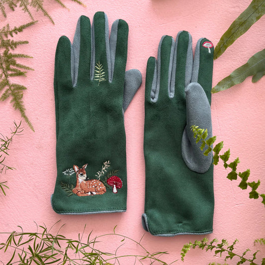 Secret Garden Embroidered Deer Gloves
