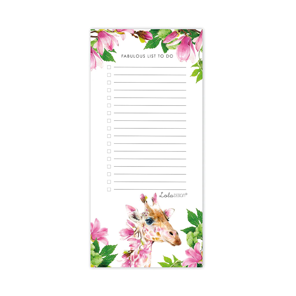 MAGNETIC TO DO LIST PAD FEATURING BOTANICAL GIRAFFE