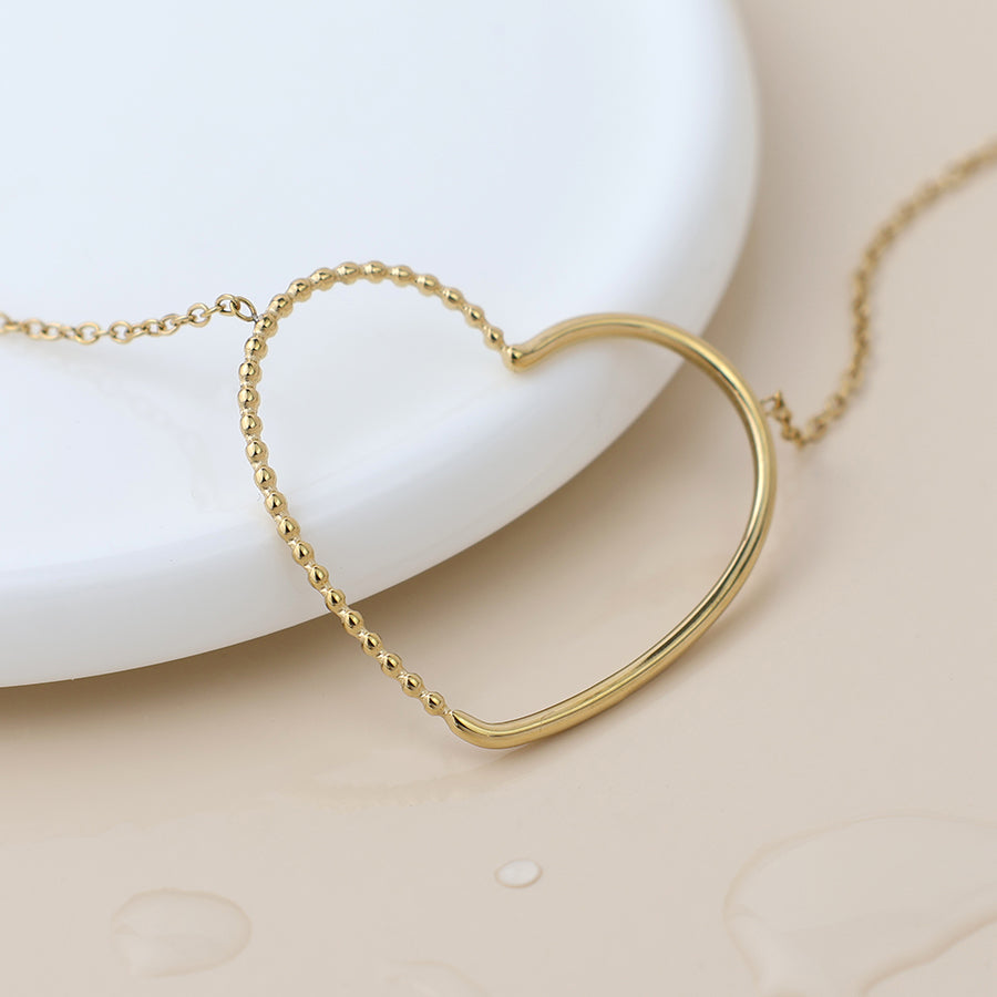 Waterproof Gold Plated Open Split Heart Necklace