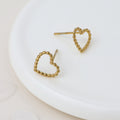 Waterproof Gold Plated Bobble Heart Stud Earrings