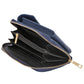 Navy Blue Italian Leather Mobile Phone Wallet Combo Bag