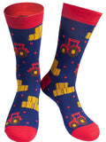 Mens Bamboo Socks Red Tractor Novelty Farmer Sock