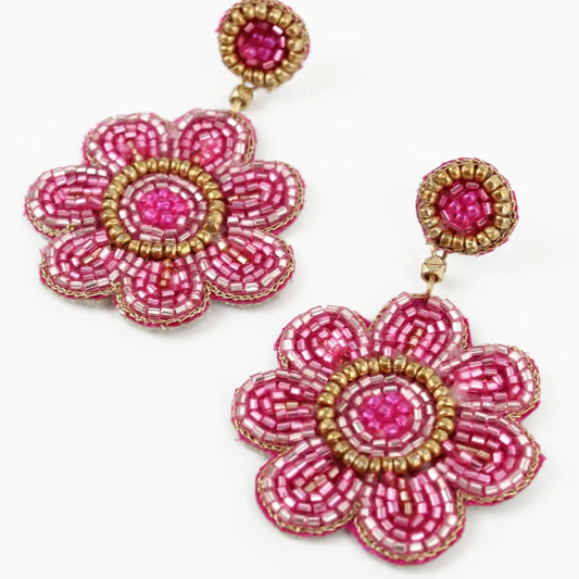 Folk Pink Floral Earrings