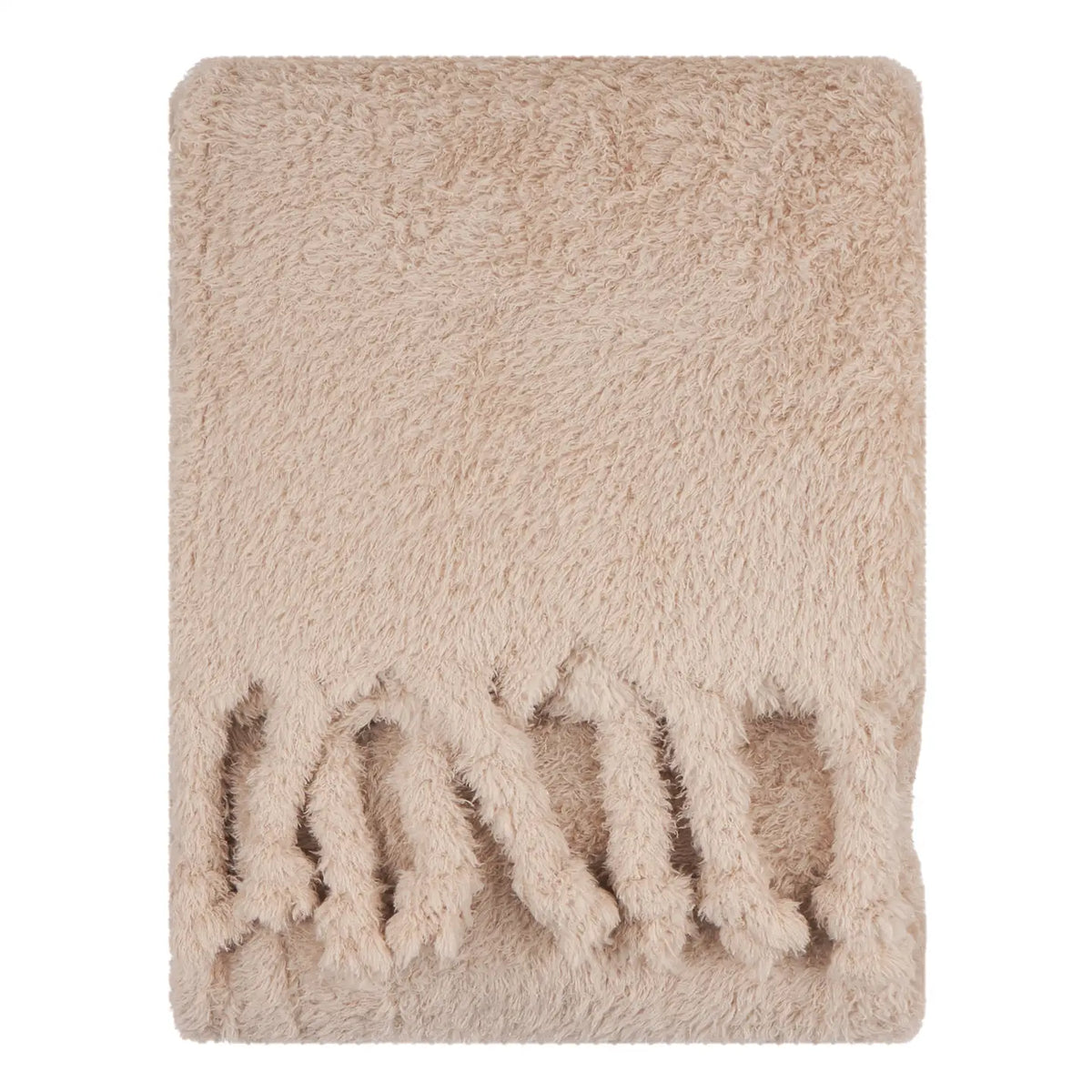Harlan Borg Sherpa Tasselled Throw Natural