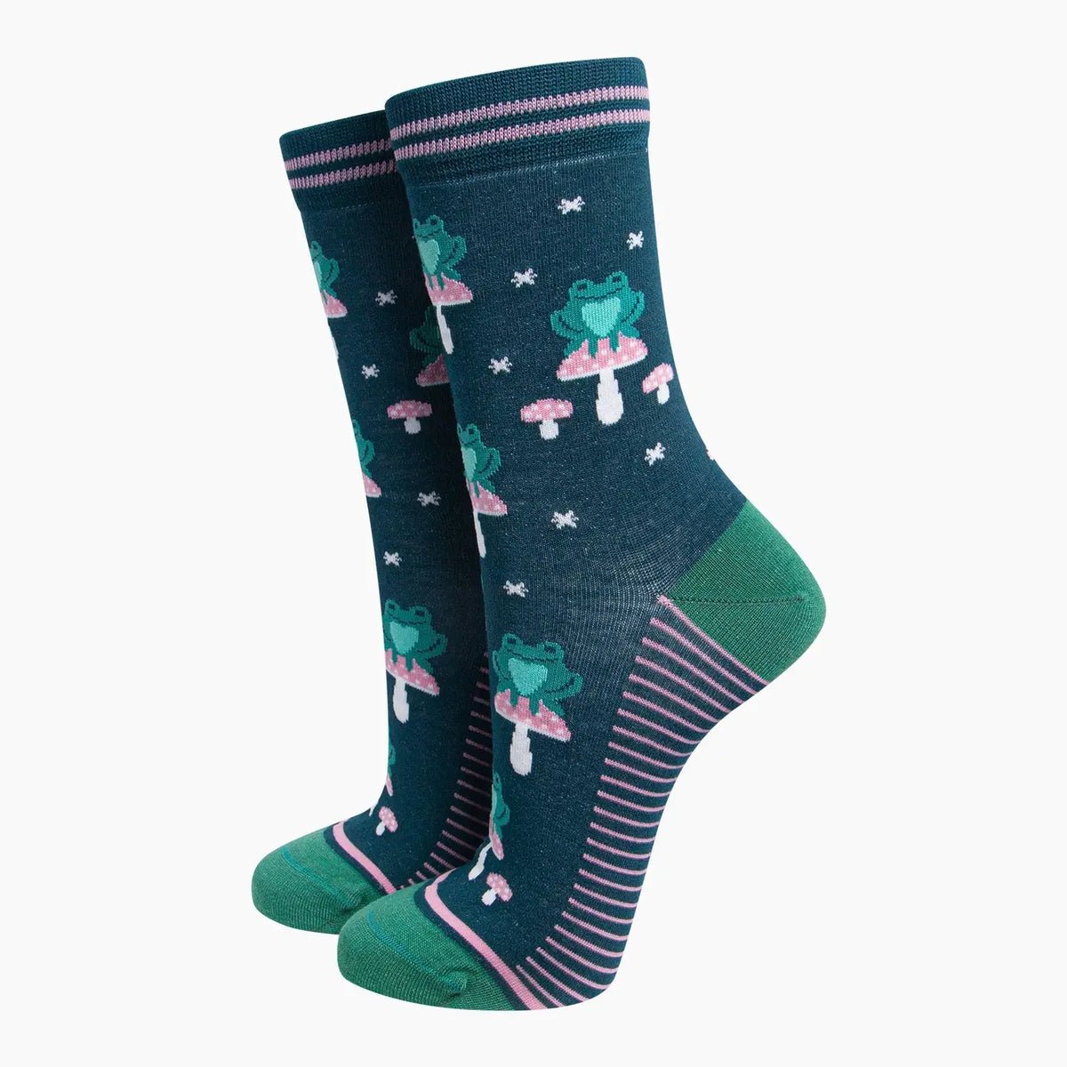 Frog & Toadstool Women's Bamboo Socks in Forest Green