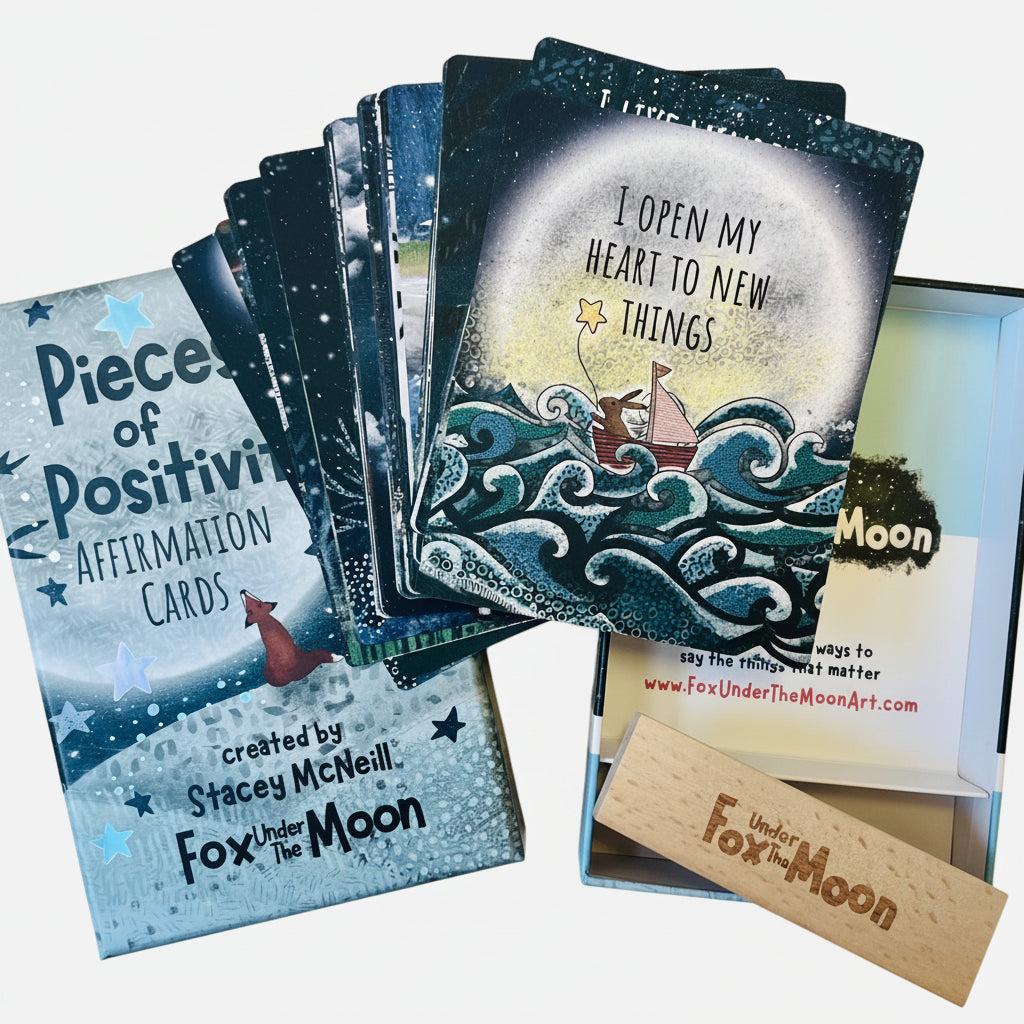 Positive Affirmation Cards - Set of 54 + Wooden Stand