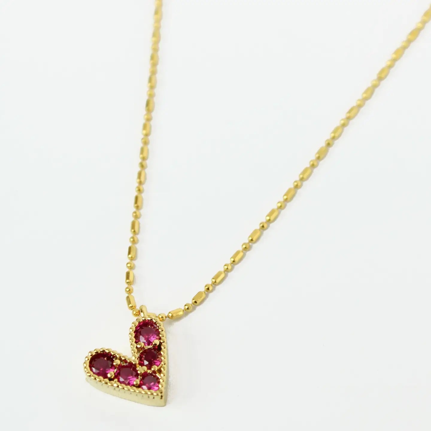 Pink Gemstone Heart Necklace