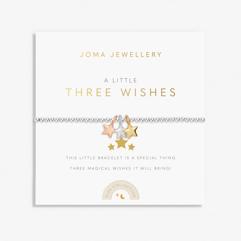 Kids' A Little 'Three Wishes' Bracelet In Silver, Gold & Rose Gold Plating