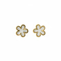 Tarnish Resistant Pearlescent Flower Stud Earrings