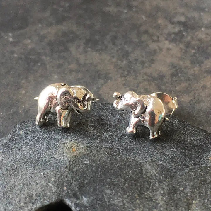 Silver Elephant Stud Earrings