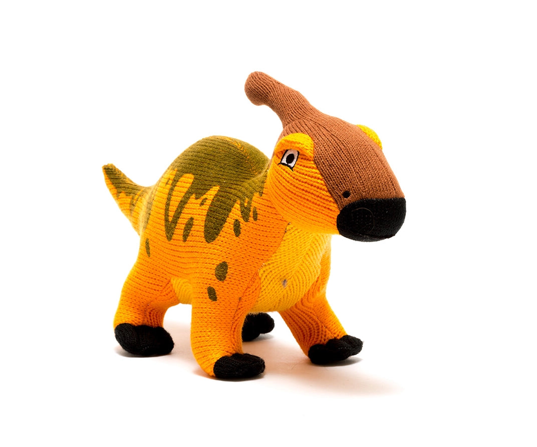 Knitted Parasaurolophus Dinosaur Plush Toy Orange