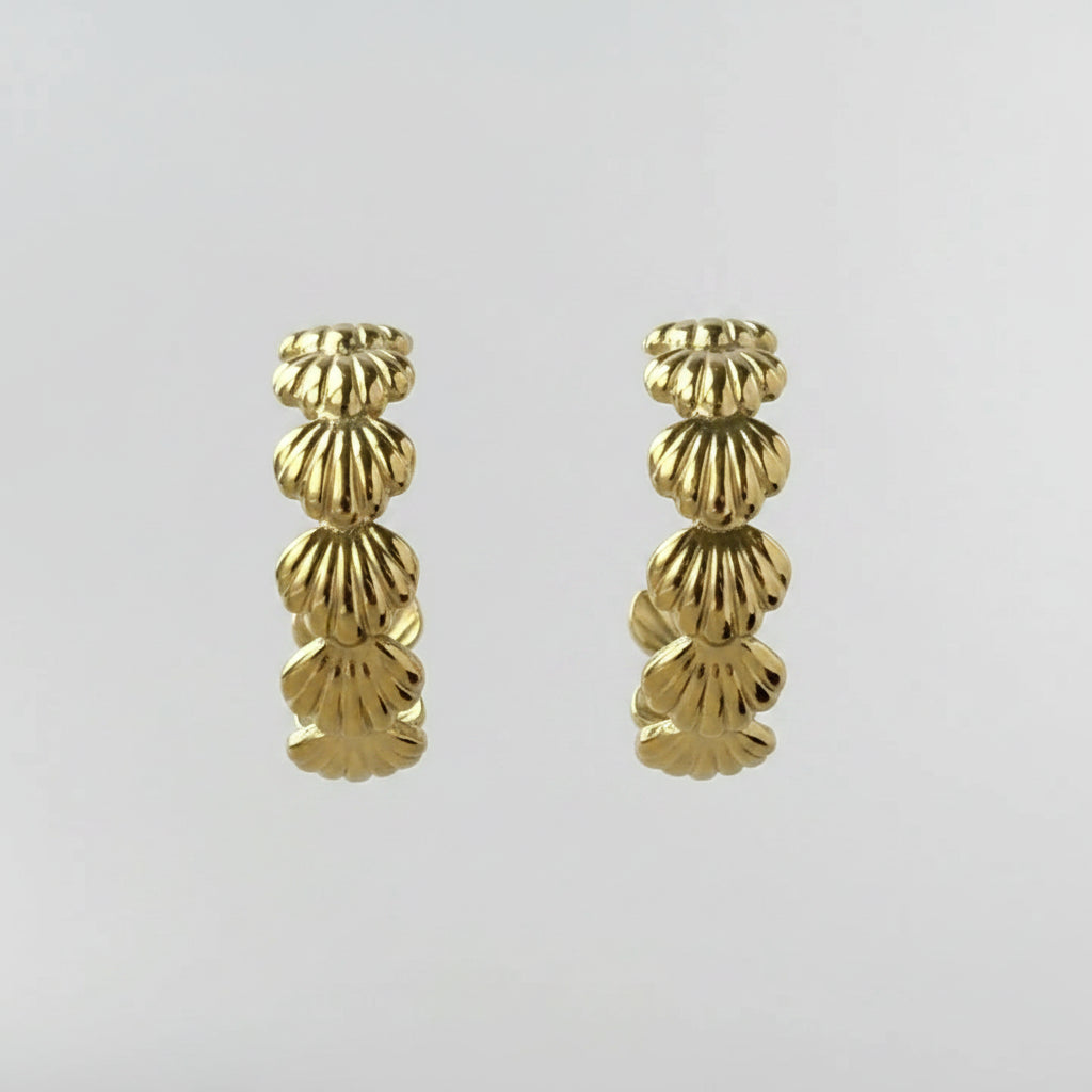 Tarnish Resistant Shell Hoop Stud Earrings
