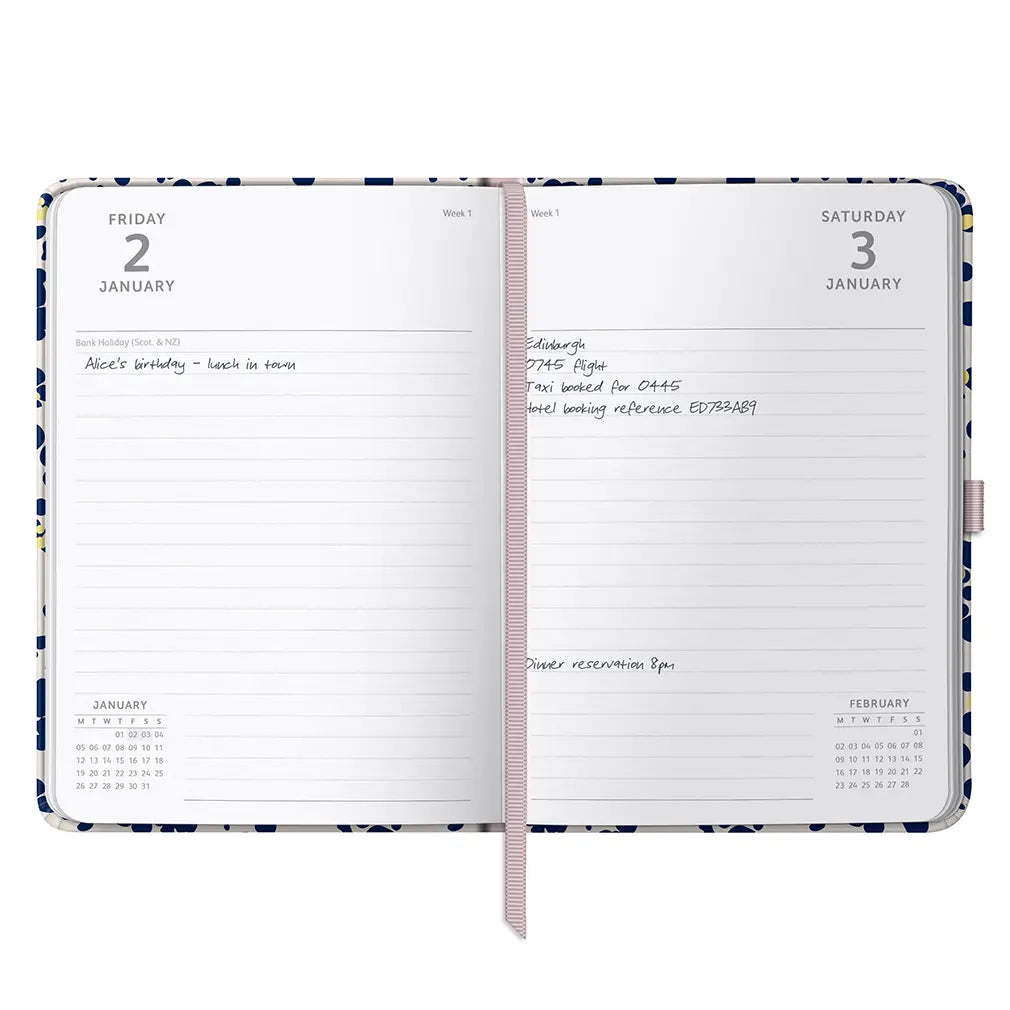 2026 A5 Diary Day-A-Page Planner | Navy Spray Print | Busy B