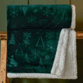 Festive Time Sherpa Fleece Embossed Throw Emerald
