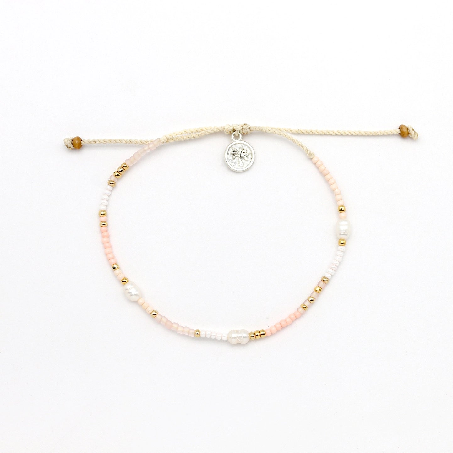 Cinta Beaded Surf Bracelet, Adjustable Dainty Pink Bracelet