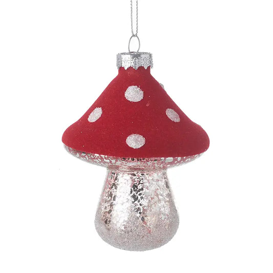 Silver and Red Mushroom Decoration