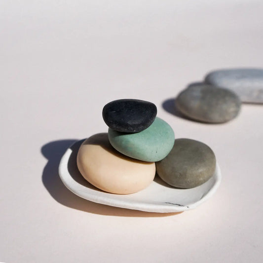 Small Pebble Soaps with Porcelain Dish Set