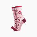 Ribbon Bow Women's Bamboo Socks in Soft Pink