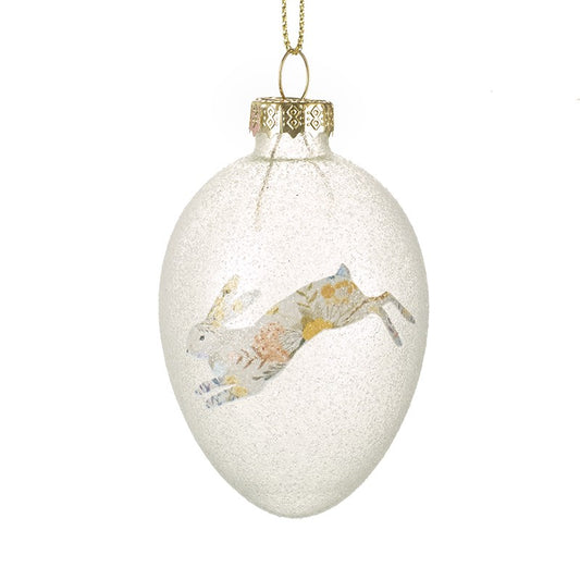 Hanging Glass Egg With Rabbit Design
