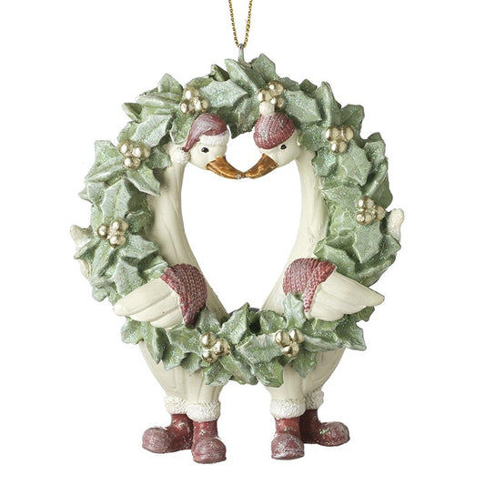 Hanging Wreath With Ducks In Pink Boots