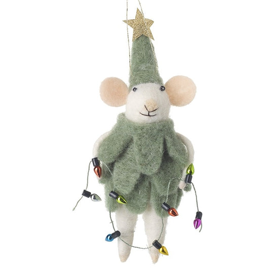Felt Mouse Fairy Lights In Tree Outfit