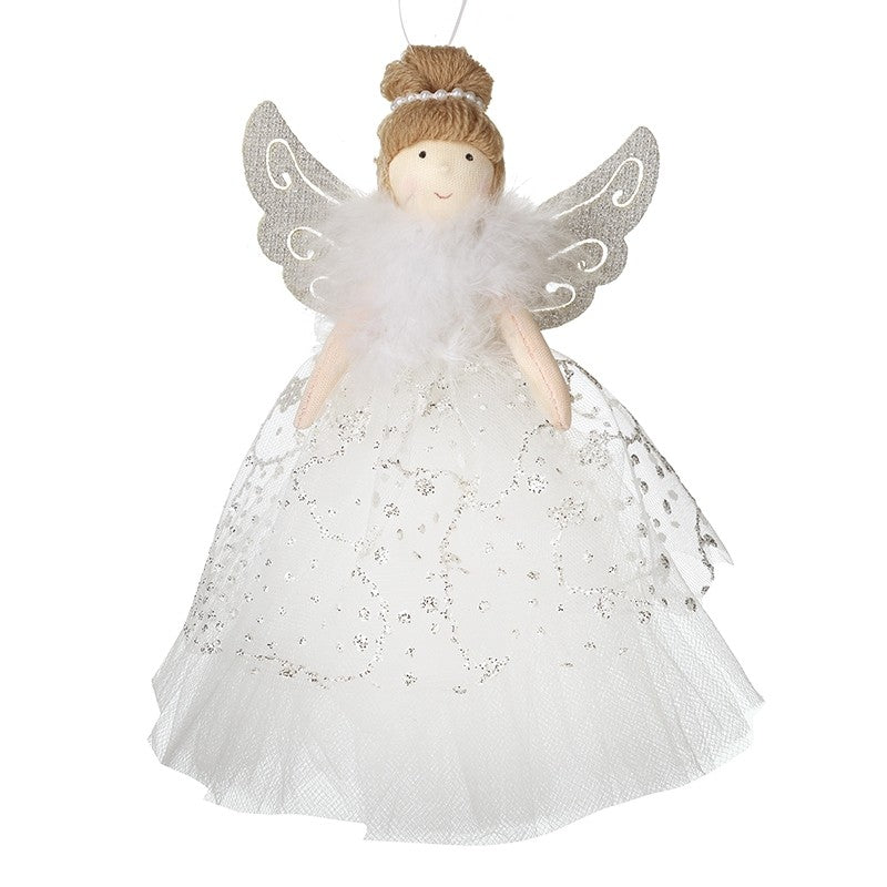 Hanging Fairy In White Dress With Wings