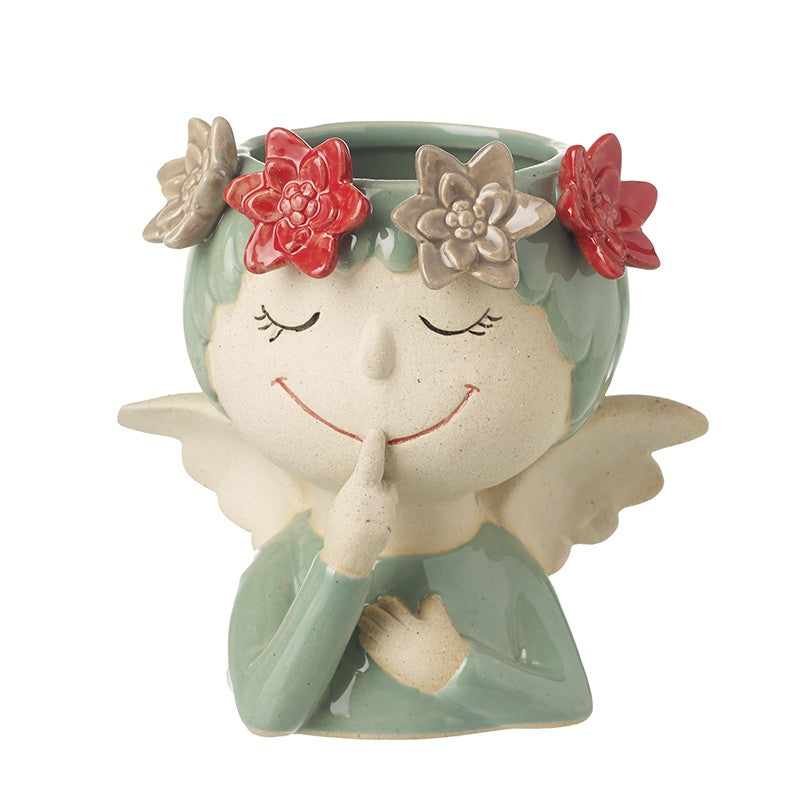 Ceramic Silent Angel Pot With Flowers