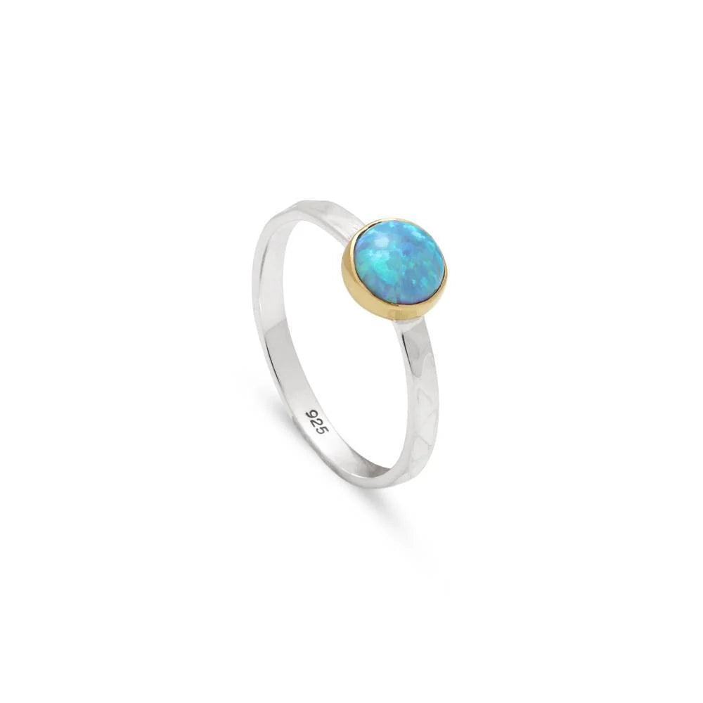 Small Hammered Opal Ring UK Size P