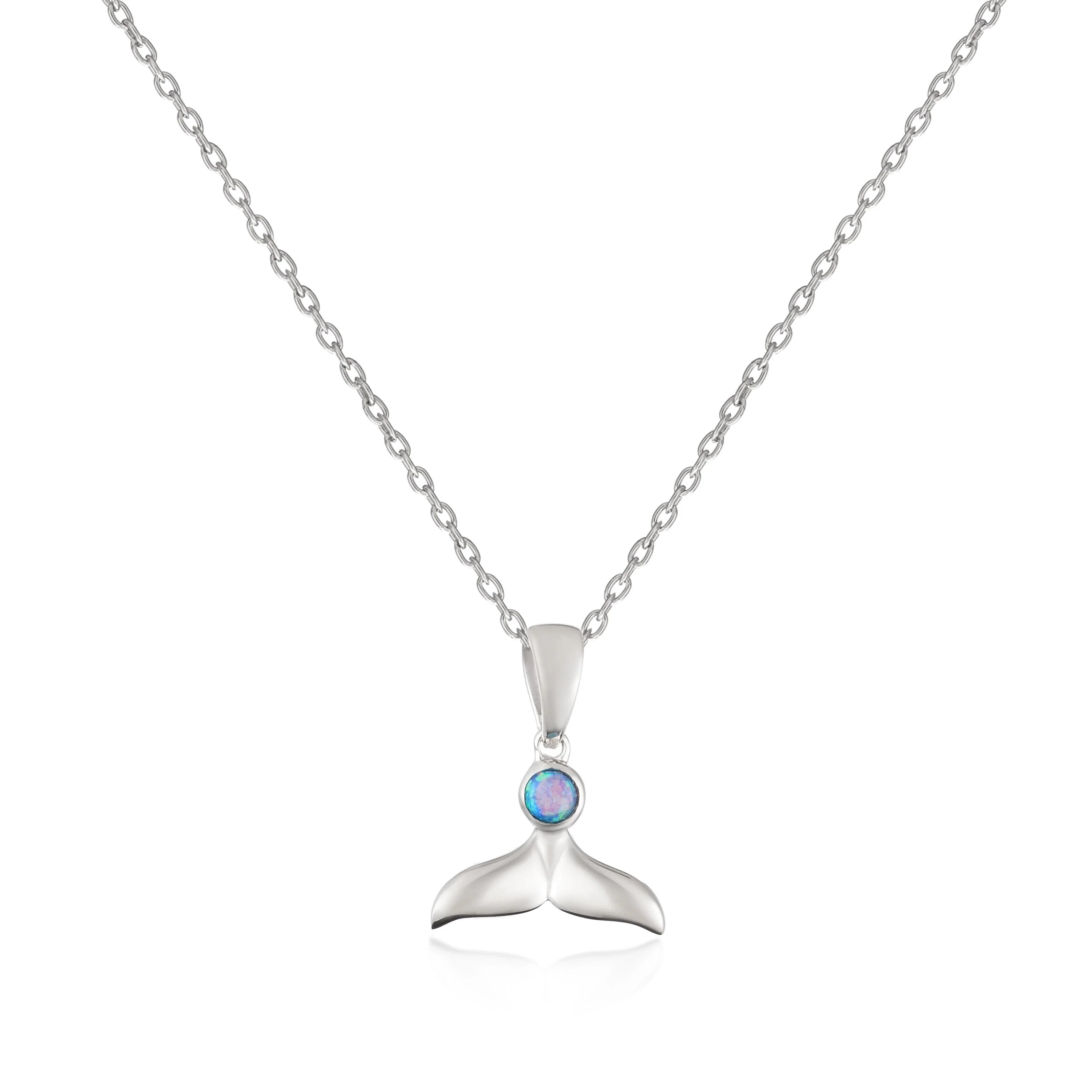 Whale Tail and Opal Pendant