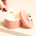Pink Oval Ceramic Dog Candle Pot