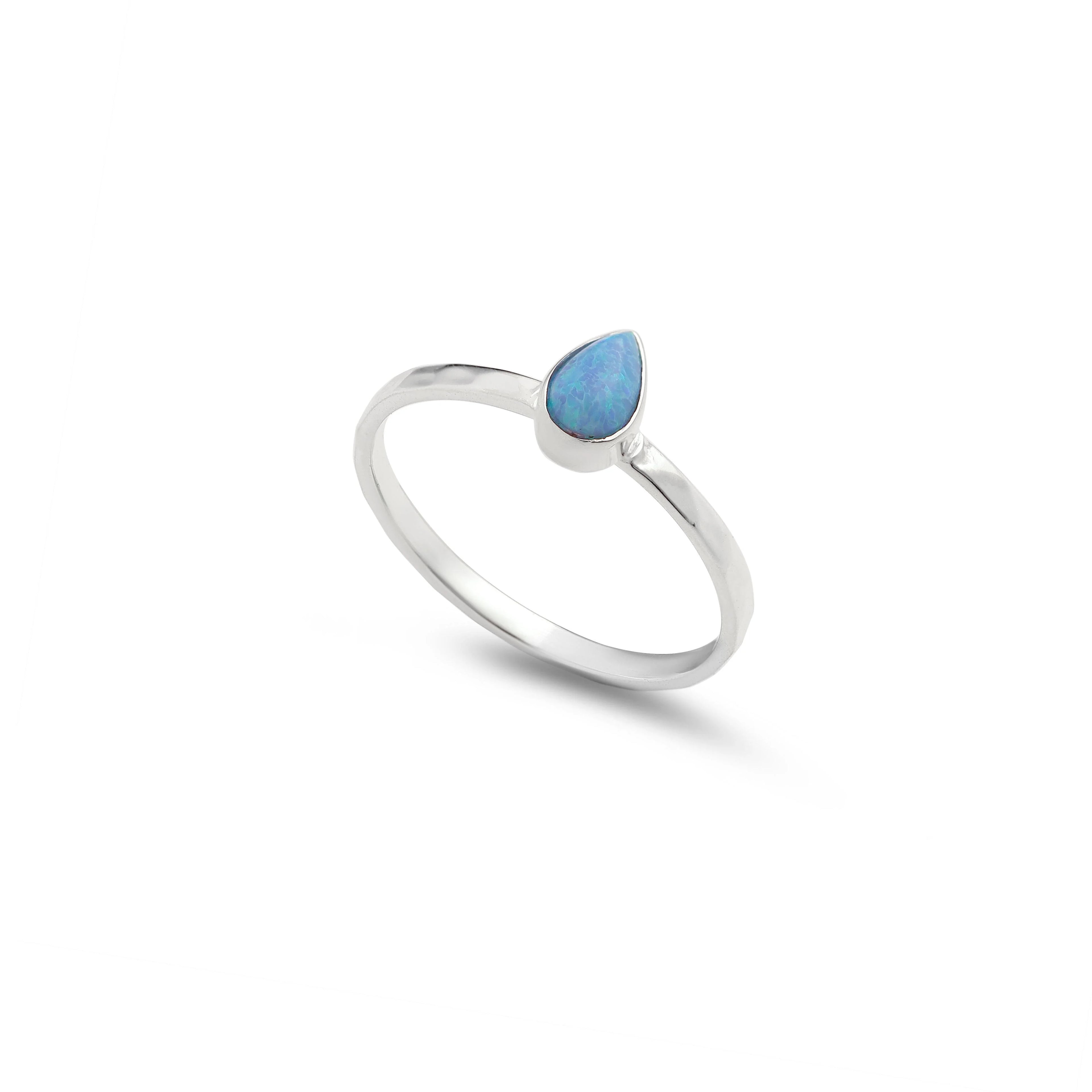 Small teardrop opal ring UK Size N