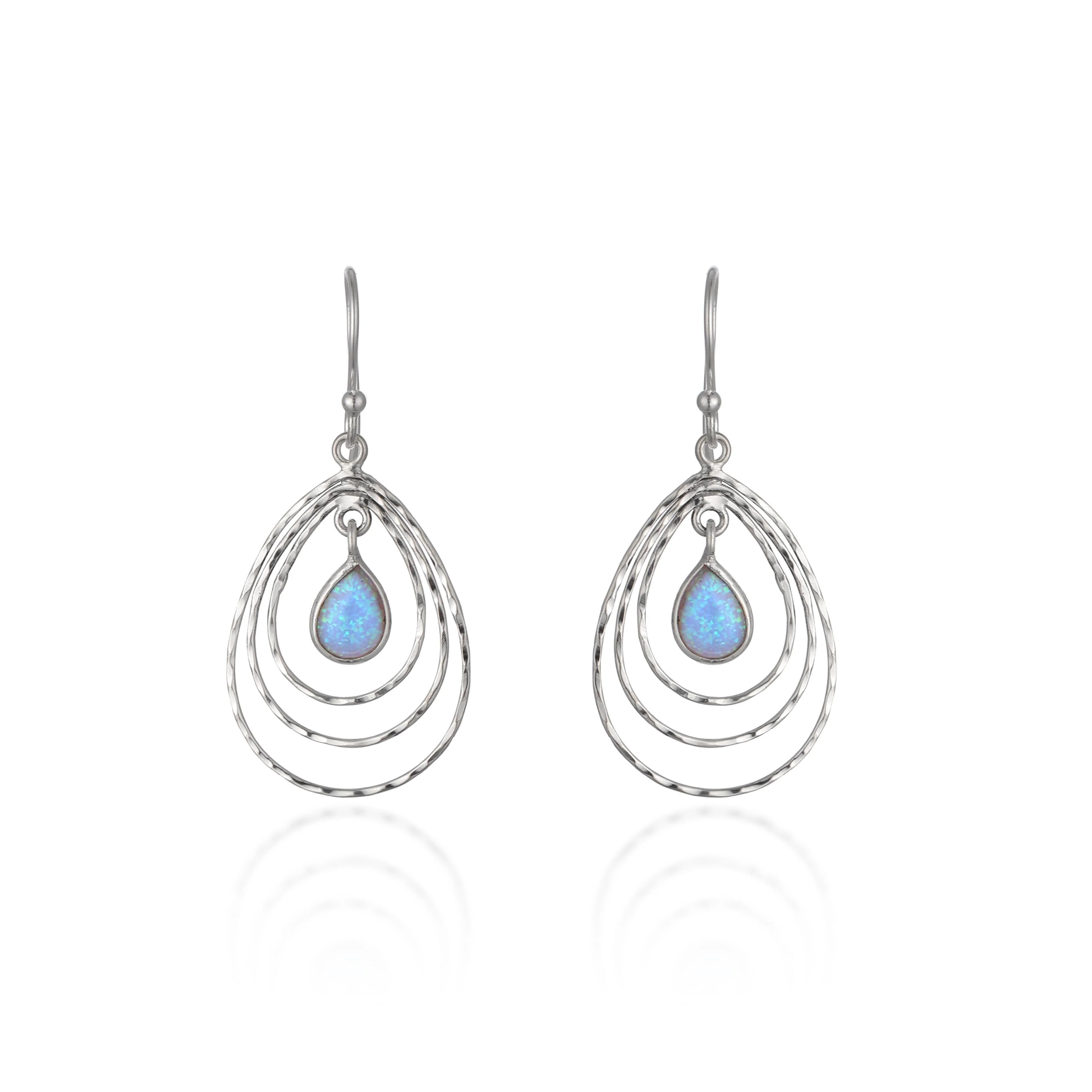 Wire Teardrop Opal Earrings