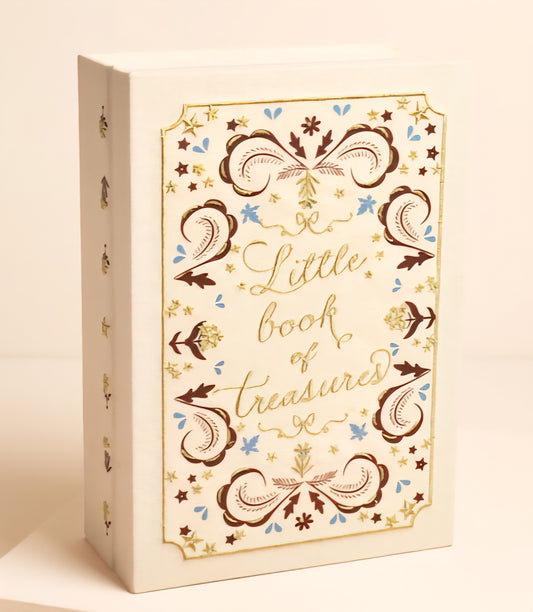 Cream Little Book of Treasures Linen Jewellery Box
