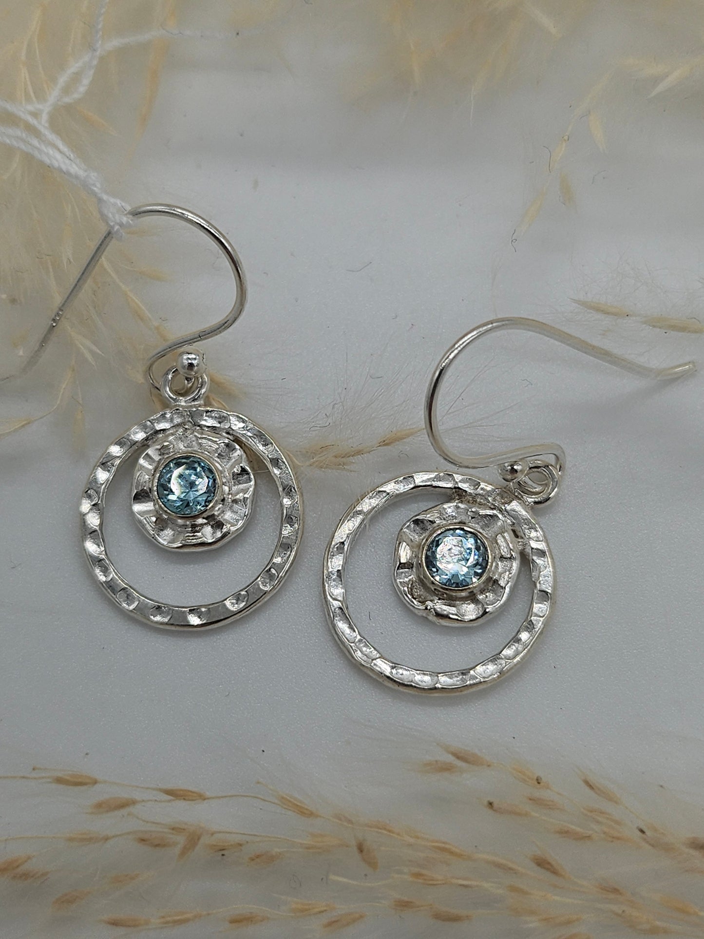 Sterling Silver Earrings with a Blue Topaz Gemstone